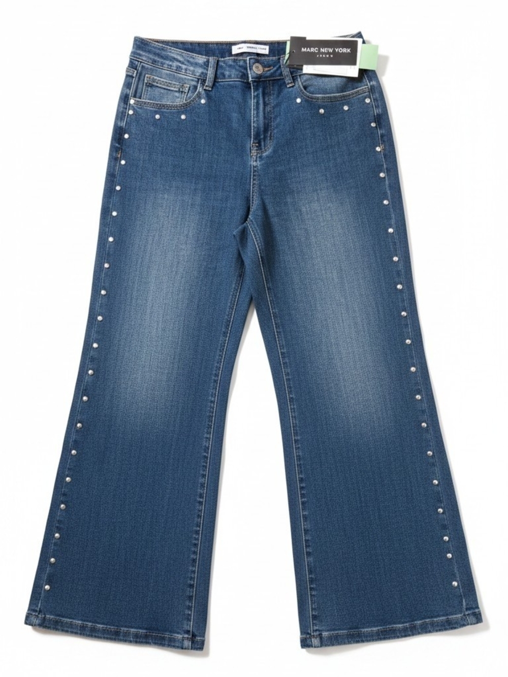Marc New York Dark Blue Wide-Leg Jeans with Silver Studs